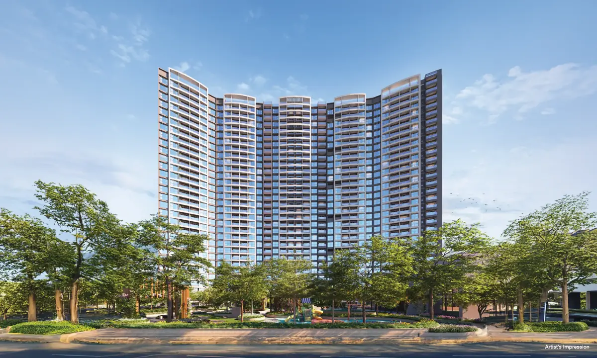 Landscaped open spaces and residential towers at Purva Atmosphere